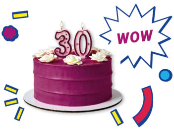 Az önkéntesség harminc éve kampányhoz készült torta grafika